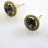 Gold with Black Crystal Bloom Studs