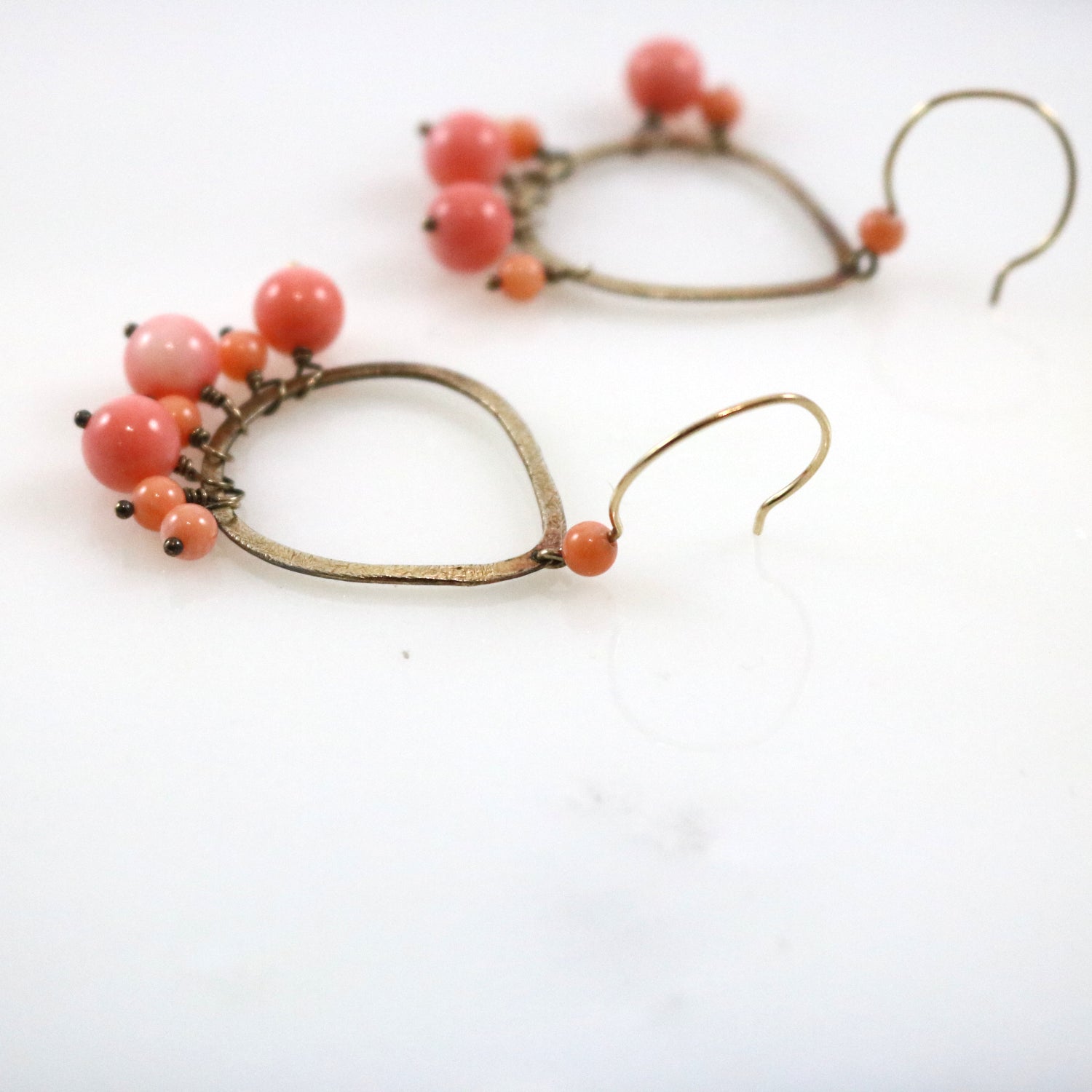 Gold and Pink Sphere Drop Earrings