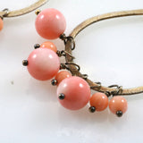 Gold and Pink Sphere Drop Earrings