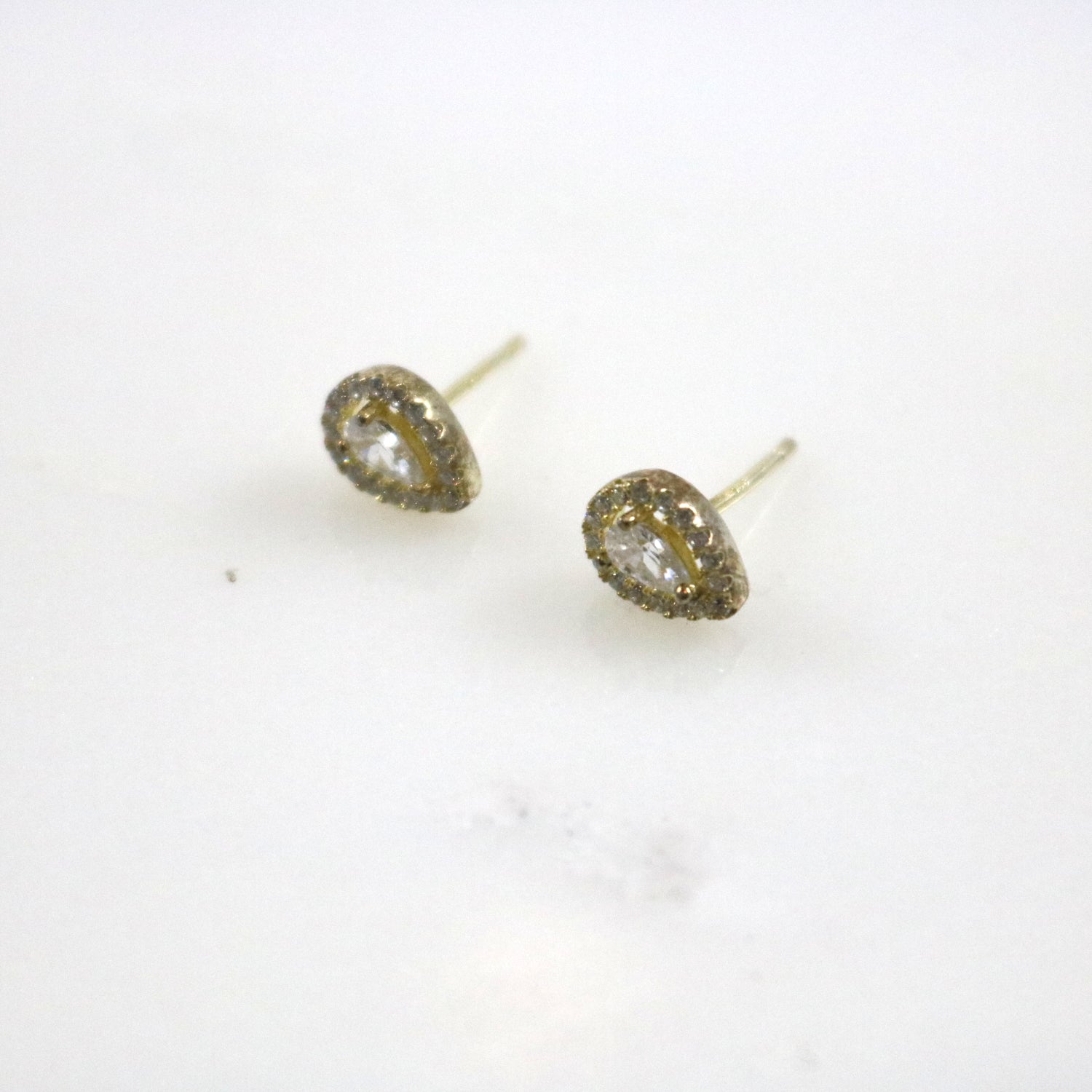 Gold Crystal Droplet Stud Earrings