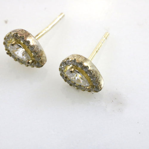 Gold Crystal Droplet Stud Earrings