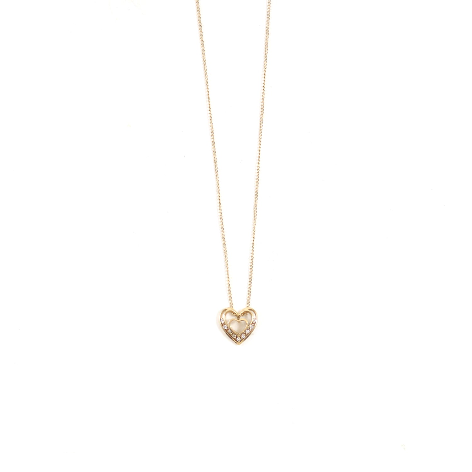 14k Gold Genuine Diamond Heart Pendant Necklace