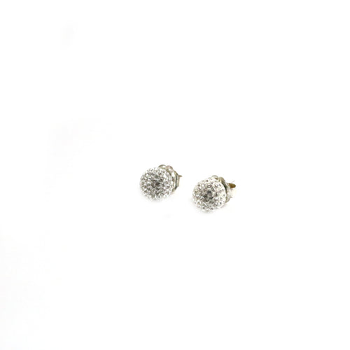 White Sparkle Ball Earrings