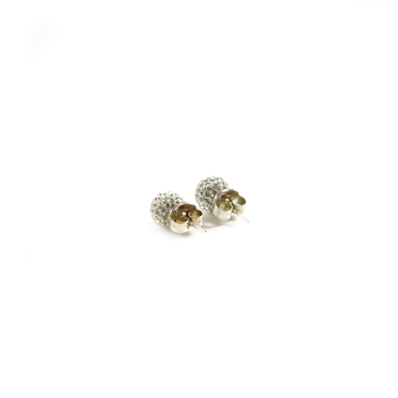 White Sparkle Ball Earrings
