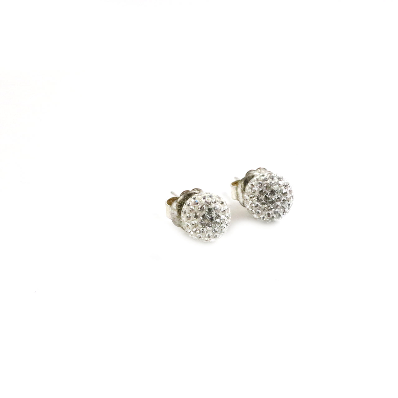 White Sparkle Ball Earrings