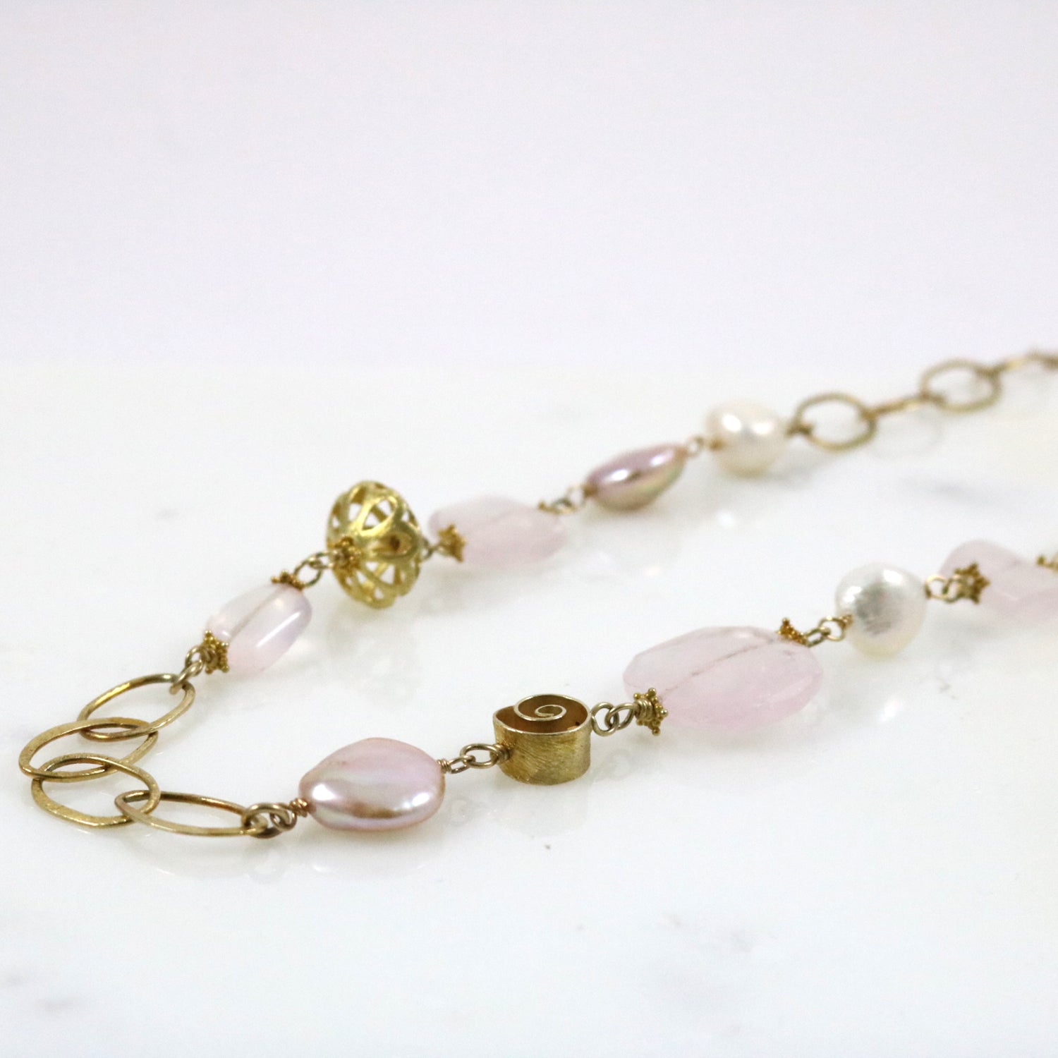 Quartz and Baroque Pearl Necklace
