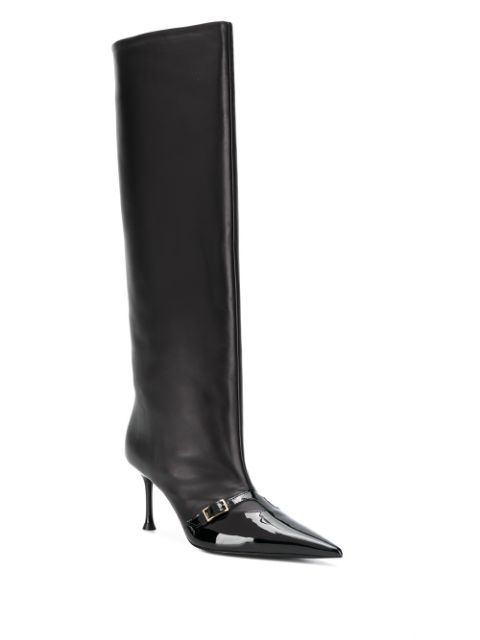 knee-length pointed-toe boots