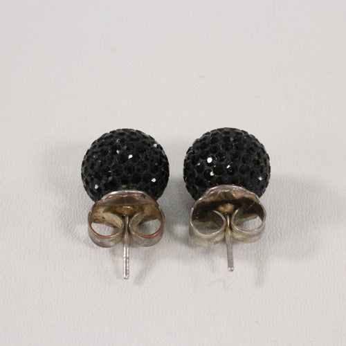 Black Sparkle Ball Earrings