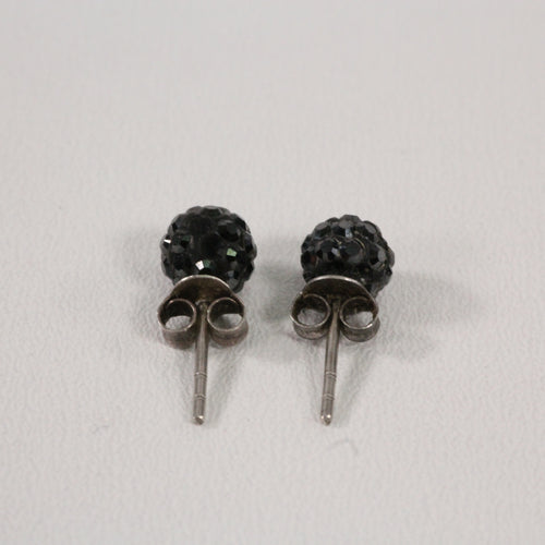 Black Sparkle Ball Earrings