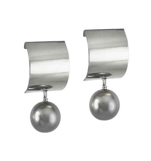 Silver Flash Studs with Bronze Pearl