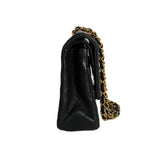 Lambskin Quilted Medium Double Flap Black