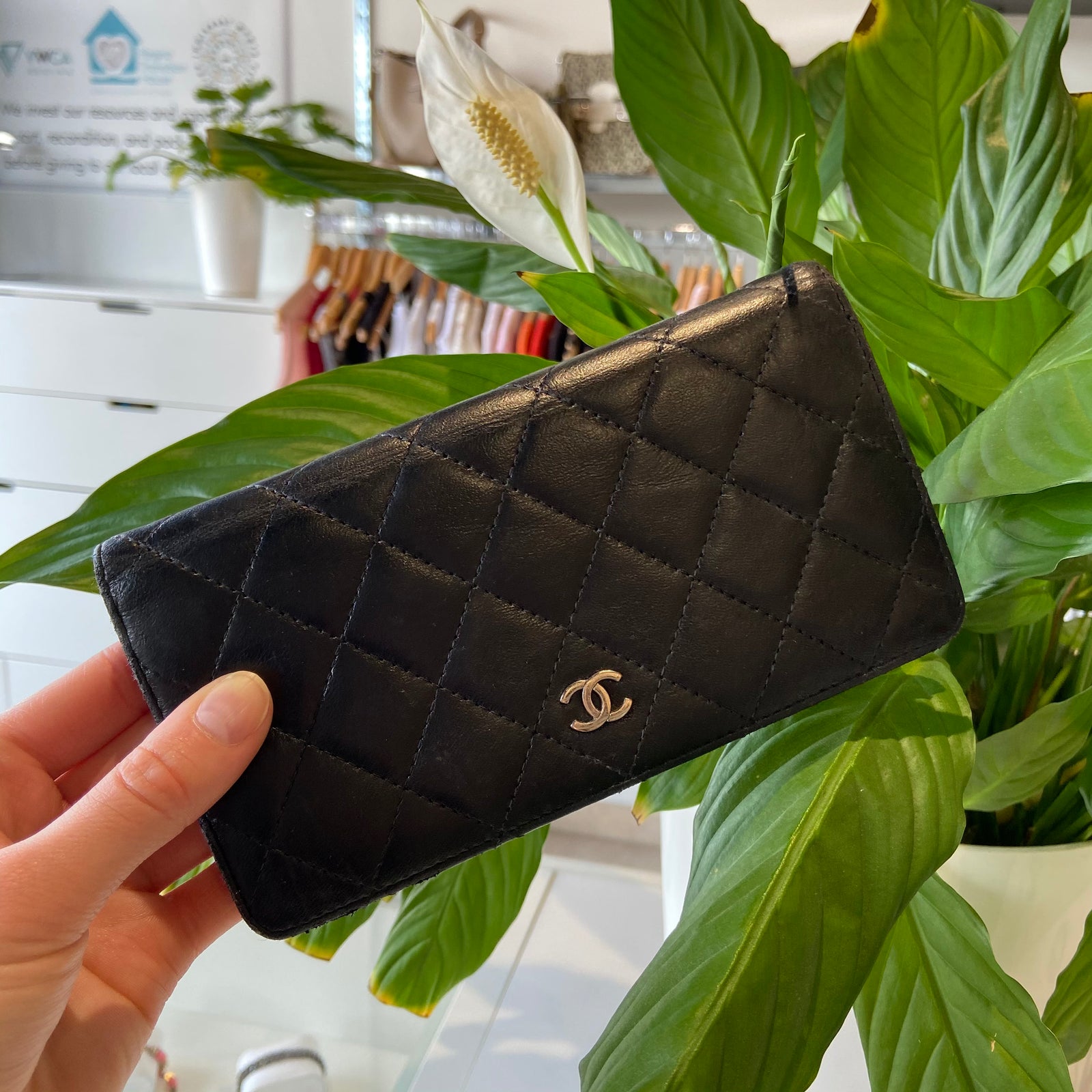 Lambskin Quilted Yen Wallet Black Loom Magpie Boutique