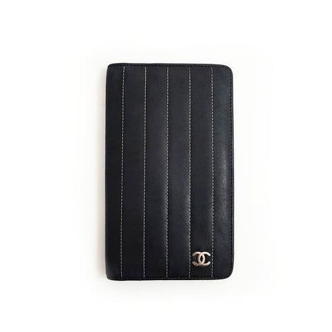 Lambskin Quilted Medium Double Flap Black