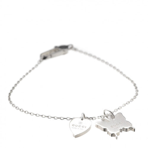 Sterling Silver Trademark Heart Butterfly Charm Bracelet