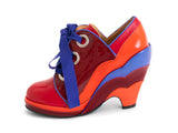 Miss August Laced Up Scalloped Wedge Heels