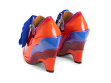 Miss August Laced Up Scalloped Wedge Heels