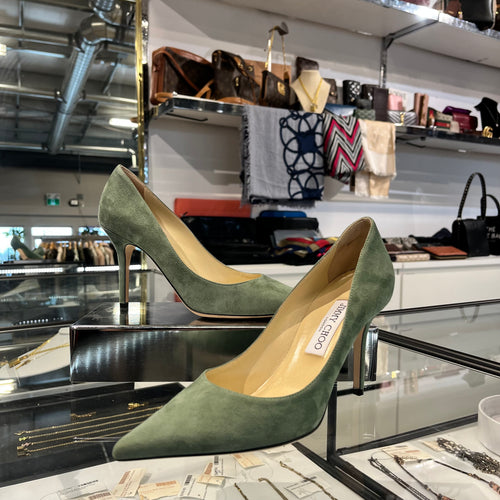 Sage Green Suede Heels 38