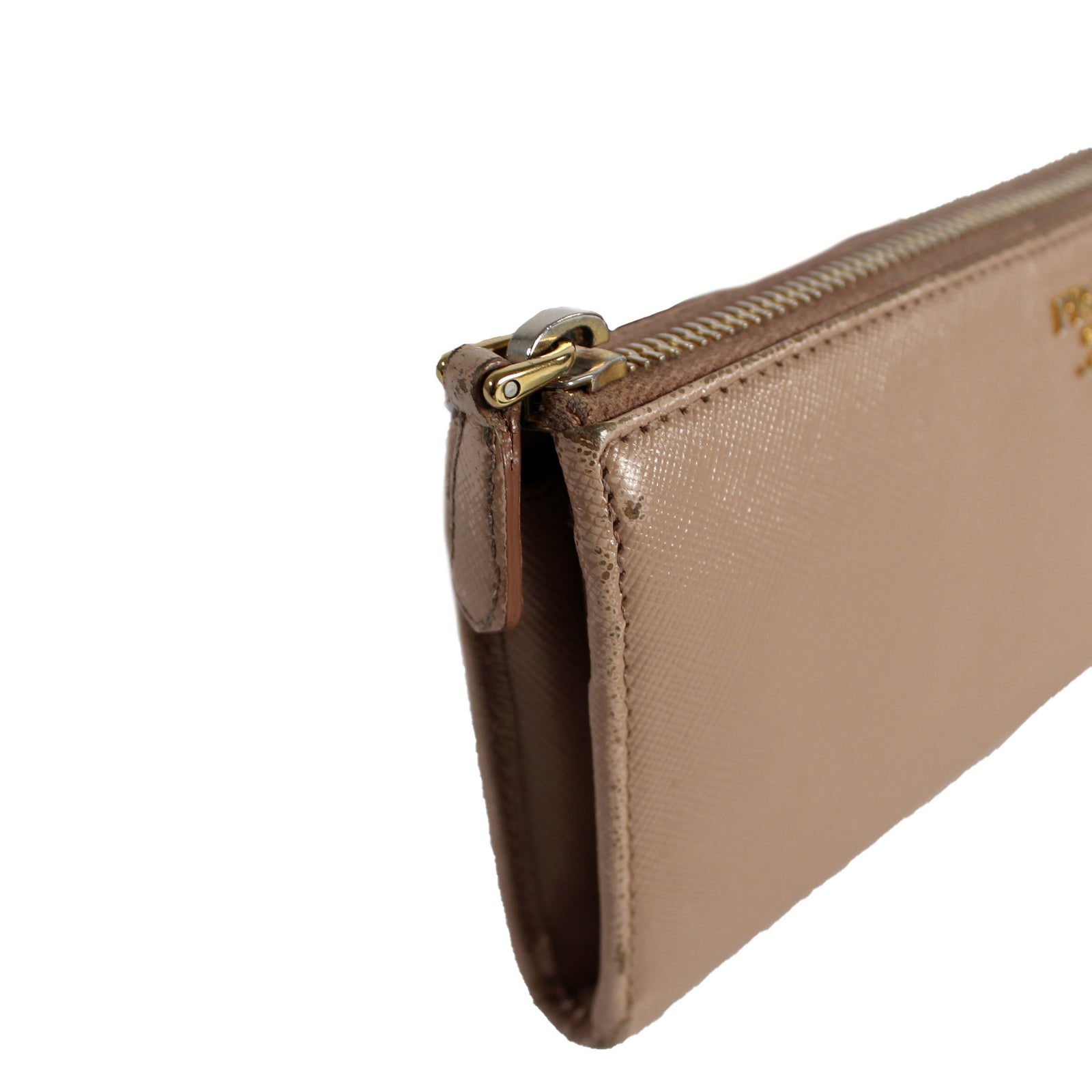 Nude Saffiano Long Zipper Wallet