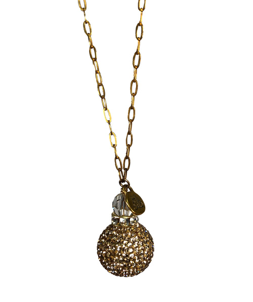Gold Sparkle Ball Lariat Necklace