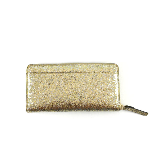 Gold Glitter Zip-Up Wallet