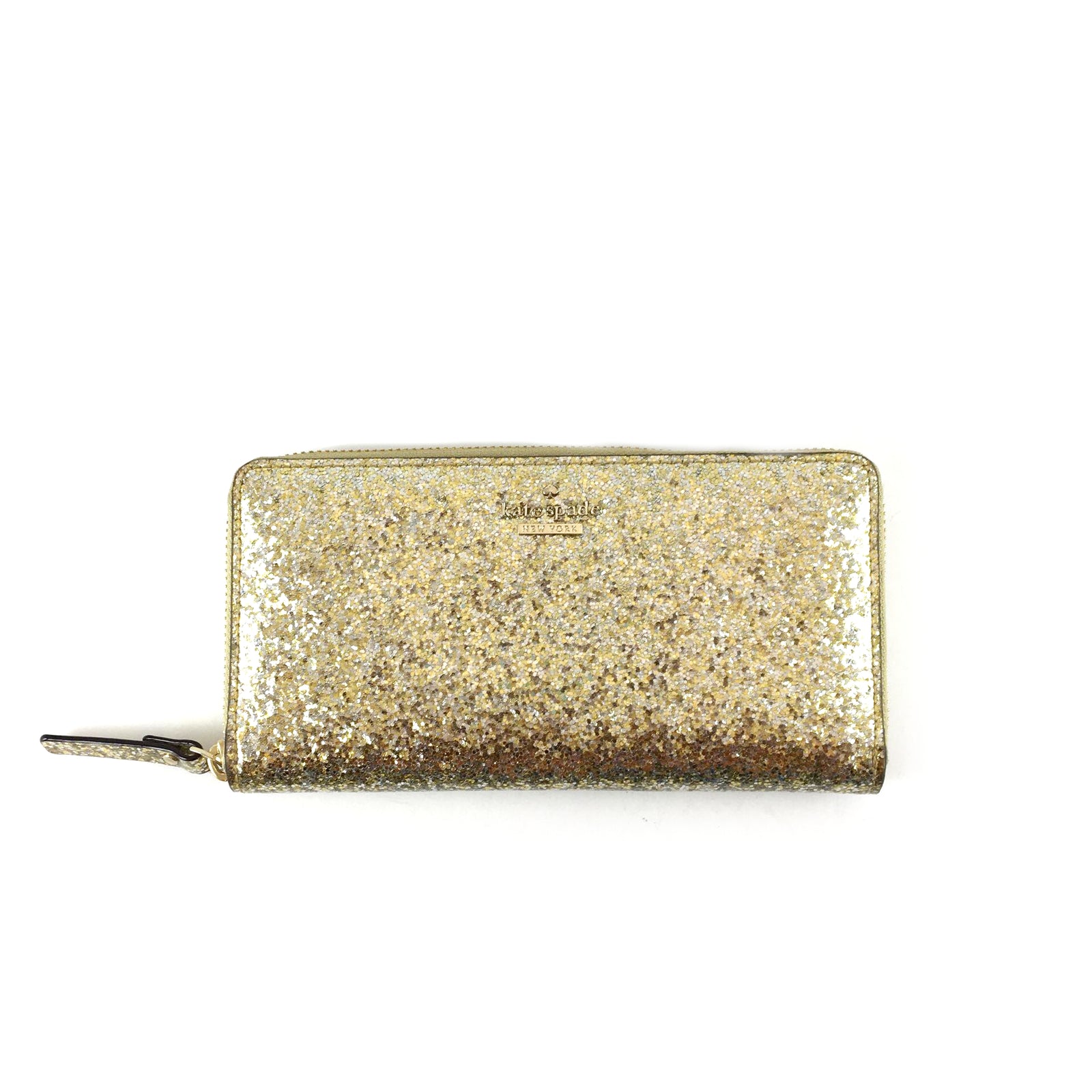 Gold Glitter Zip-Up Wallet