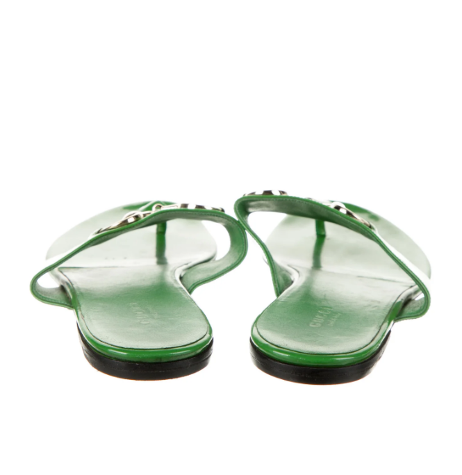 Horsebit Green Patent Leather Sandals