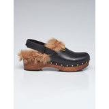 Leather and Fur Slingback Amstel Clogs