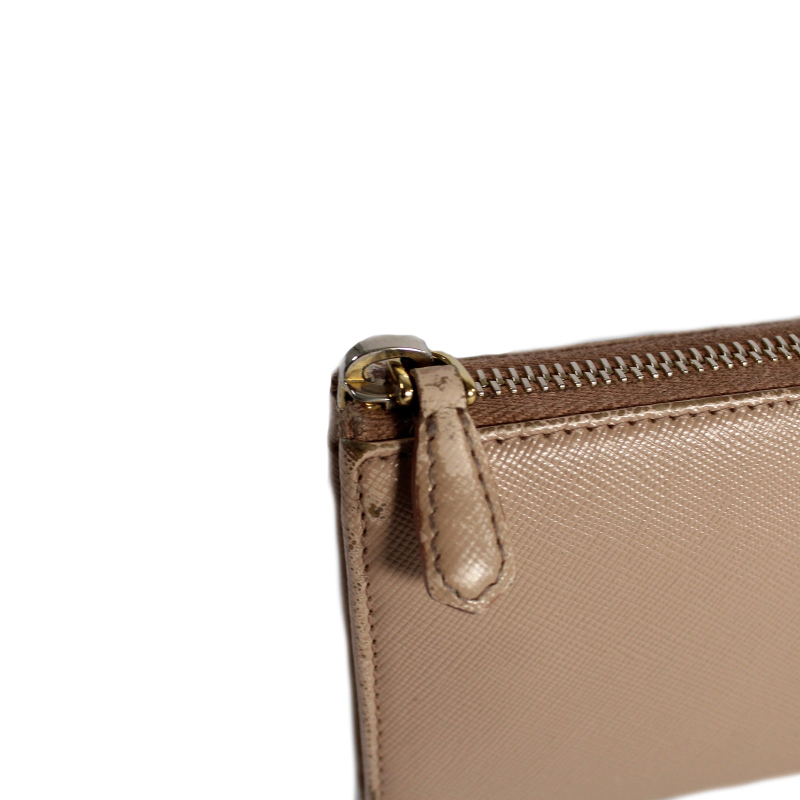 Nude Saffiano Long Zipper Wallet
