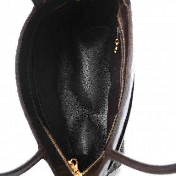 Quilted Caviar Medallion Tote Dark Brown