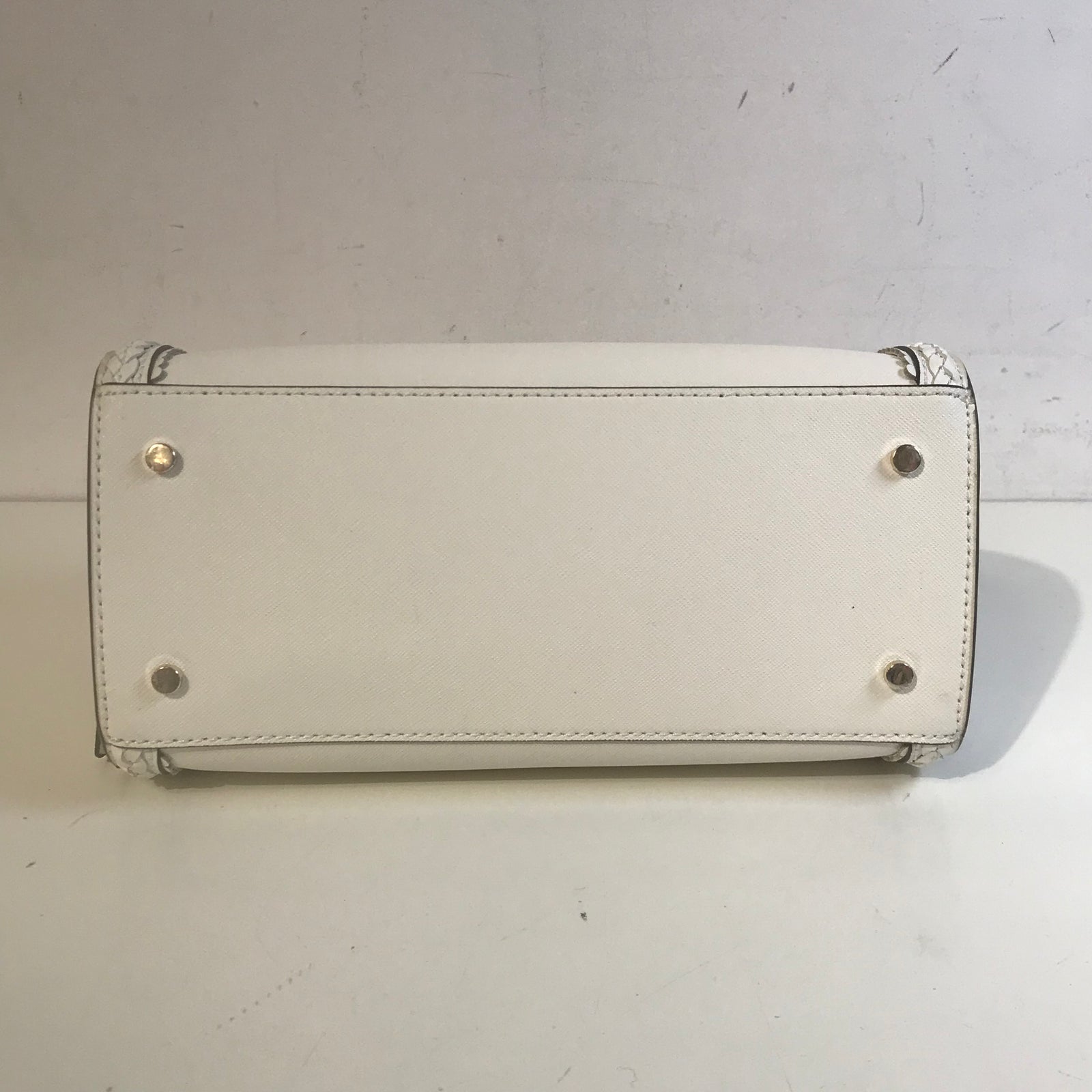 White Twill Top Handle Bag