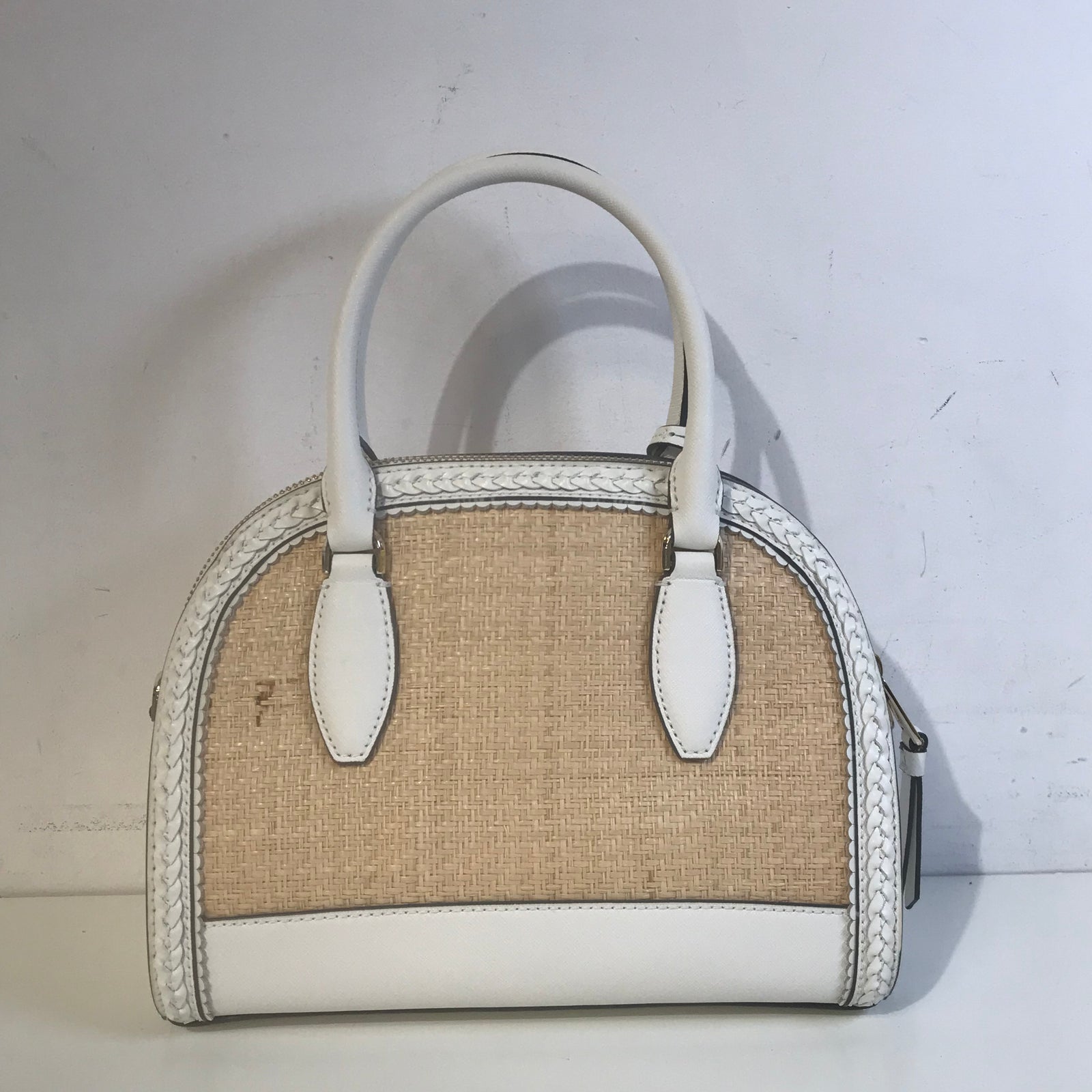 White Twill Top Handle Bag