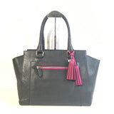 Grey Top Handle Bag with Pink Tassels