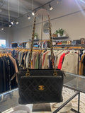 Lambskin Quilted Flap Tote Black