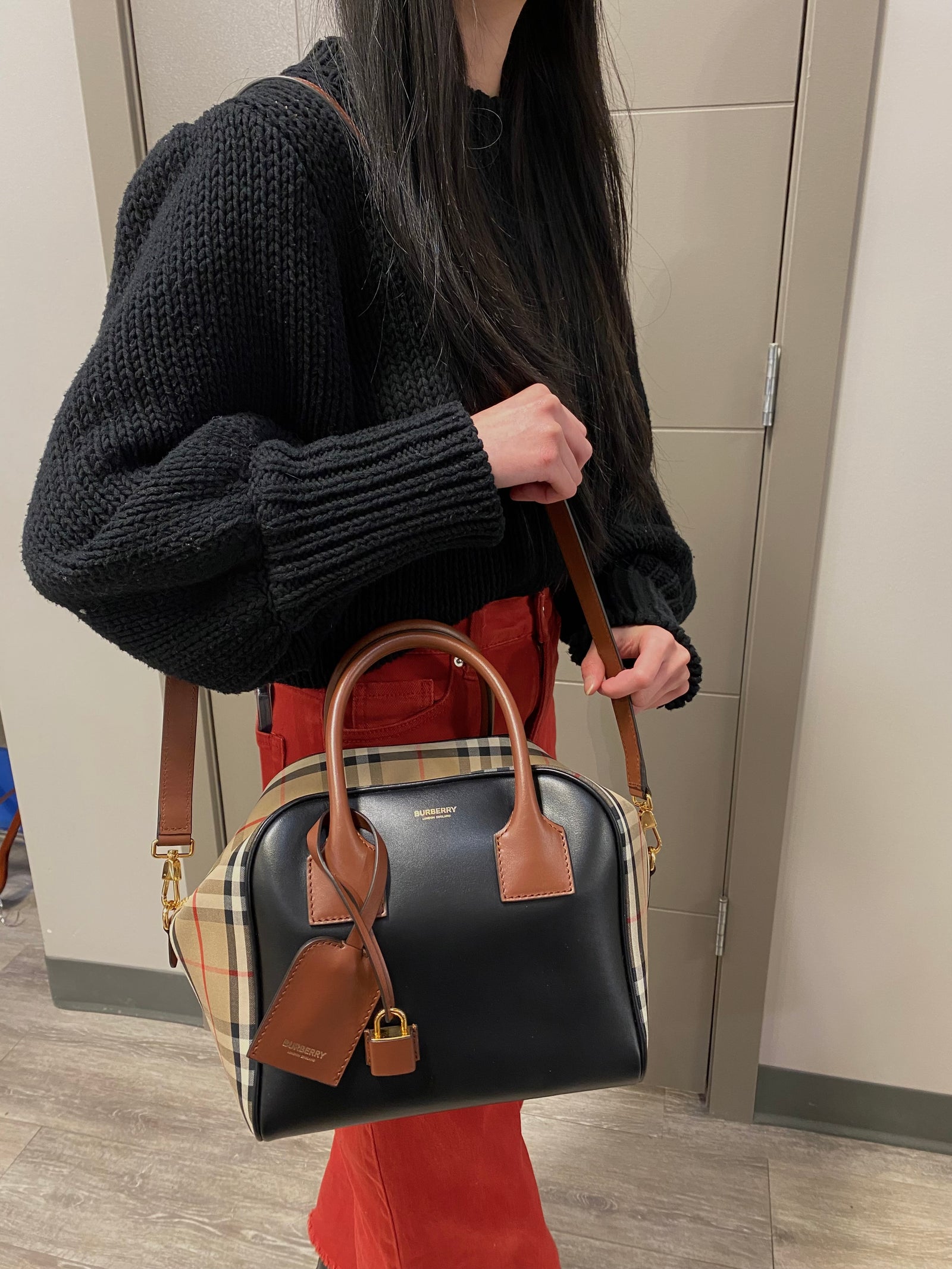 Burberry Mini Check Bowling Bag