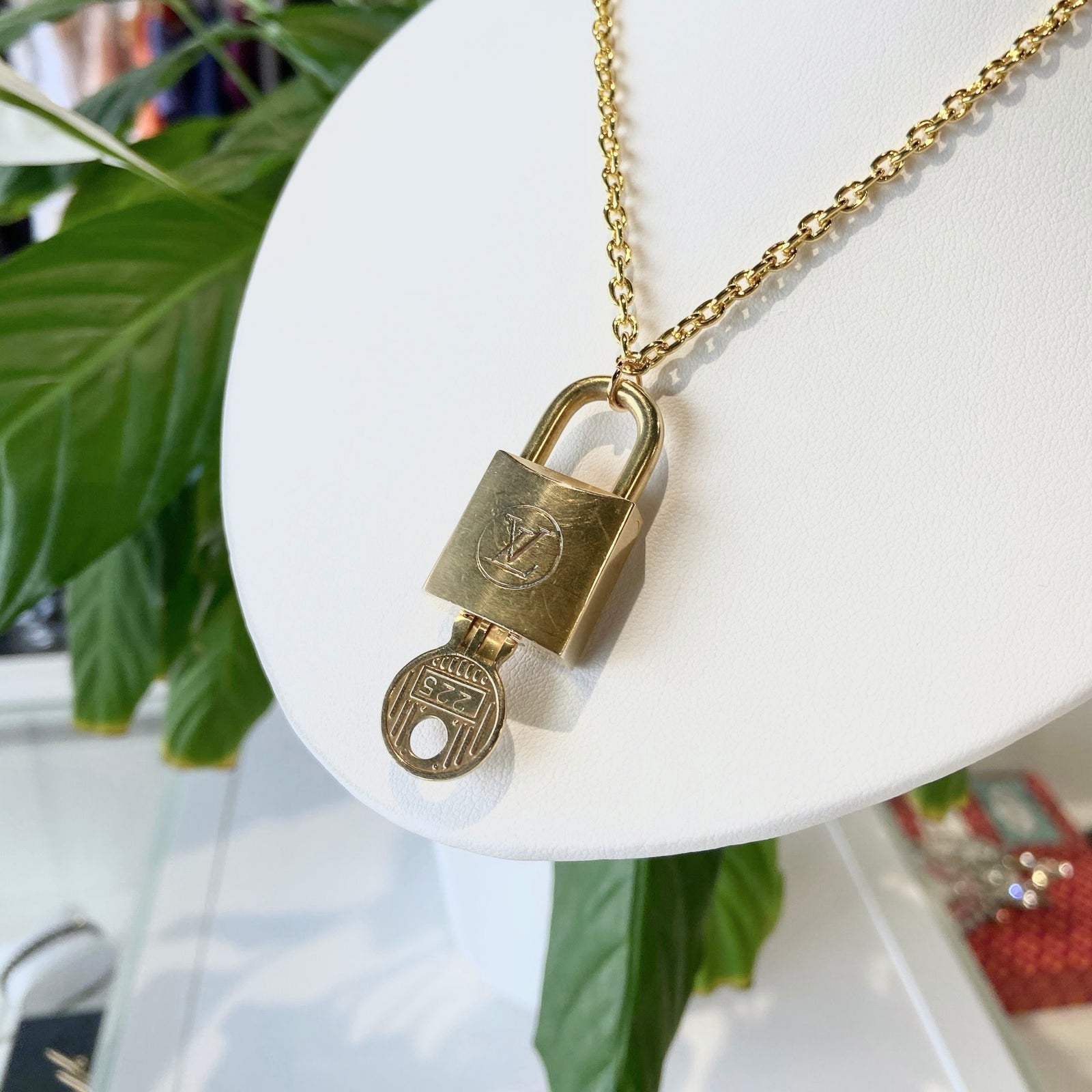 Repurposed Vintage Silver LV Lock Necklace