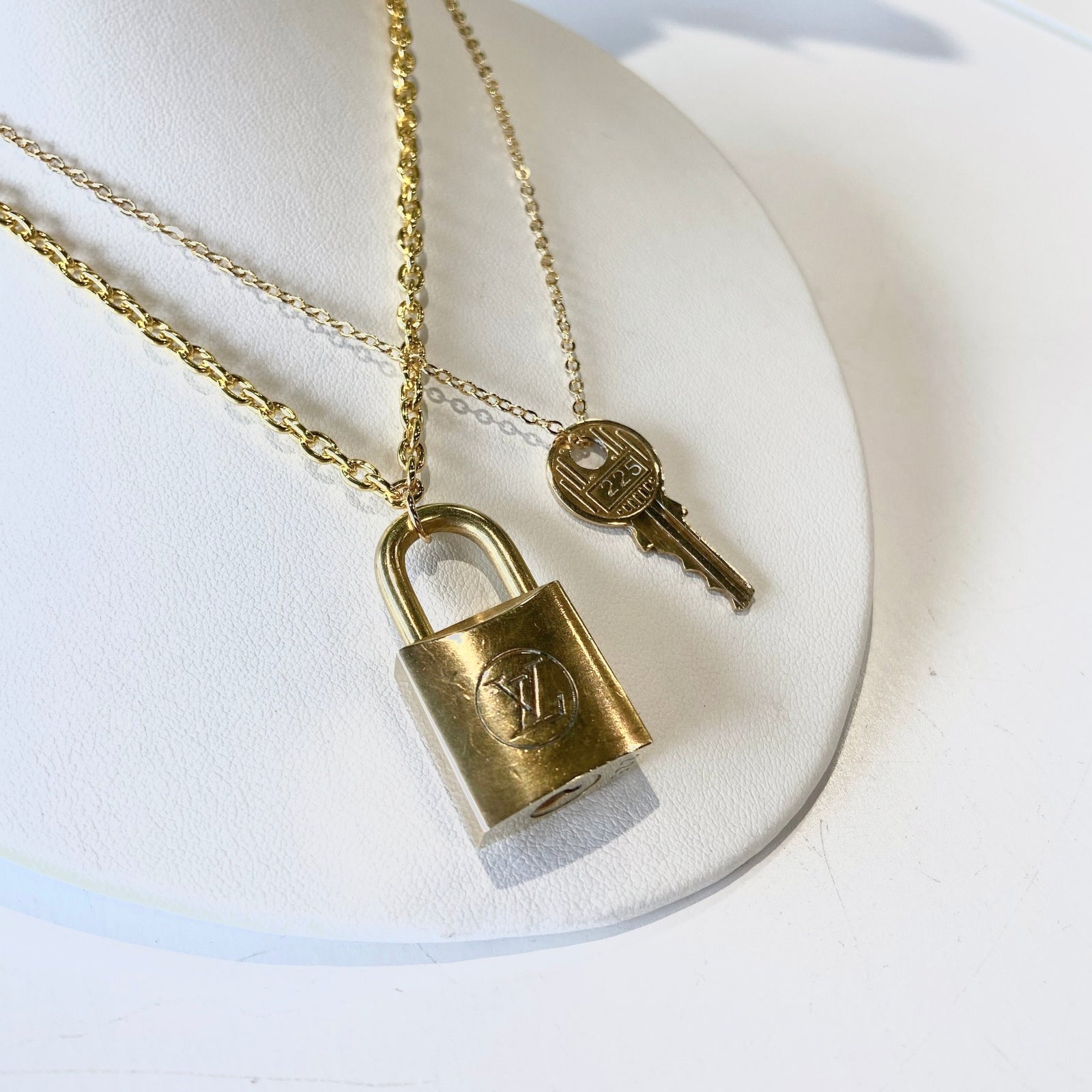 Small Vintage Gold Repurposed Louis Vuitton Lock Charm Necklace