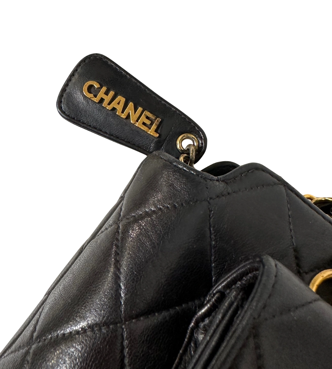 Lambskin Quilted Flap Tote Black