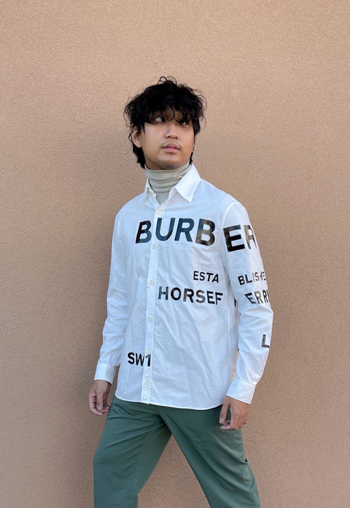 Unisex Horseferry Print Cotton Oversized Shirt