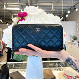 Lambskin Quilted Zip Around Wallet