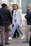 Pearl-Embellished Boyfriend Jeans