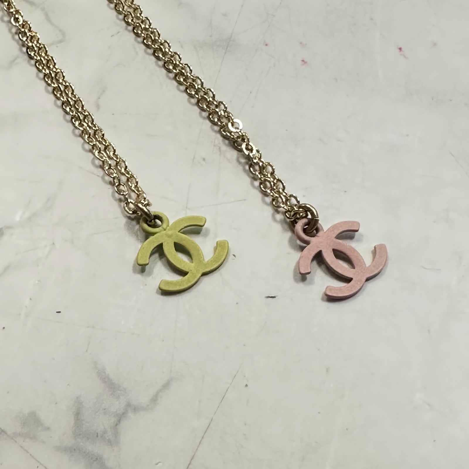 chanel long necklace cc logo