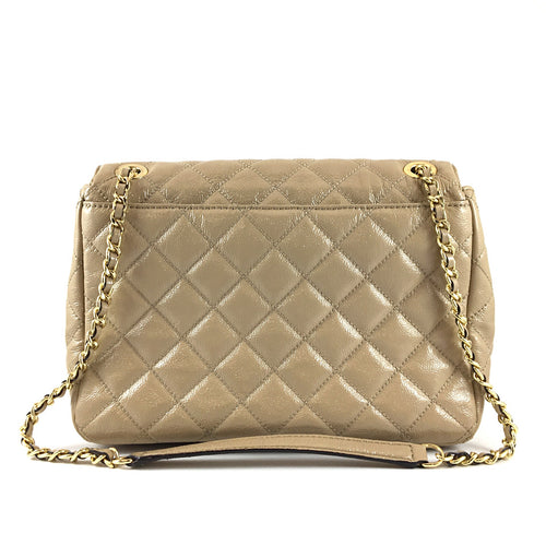 Nude Quilted Leather Shoulder Bag