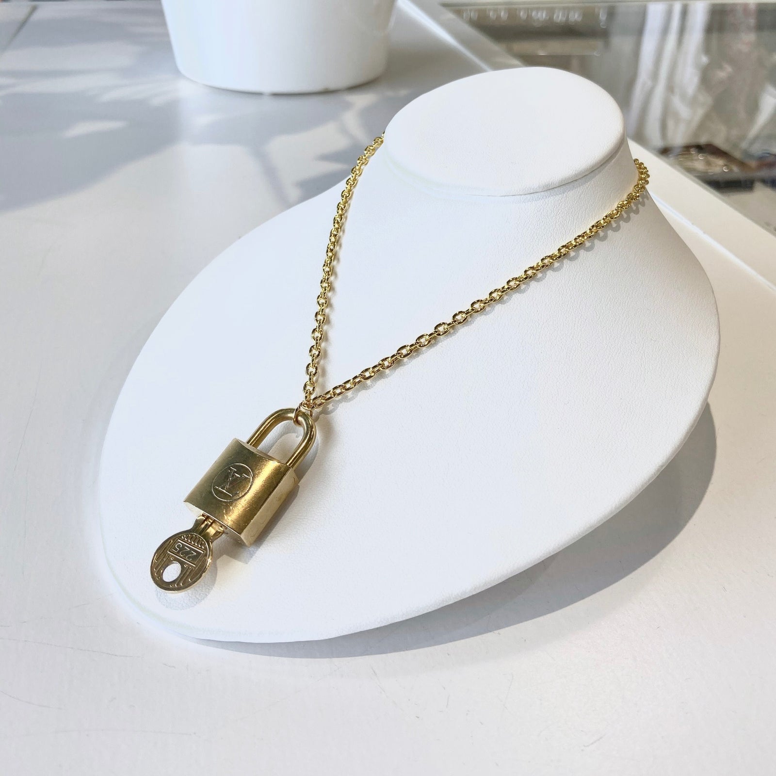 Repurposed Vintage Silver LV Lock Necklace