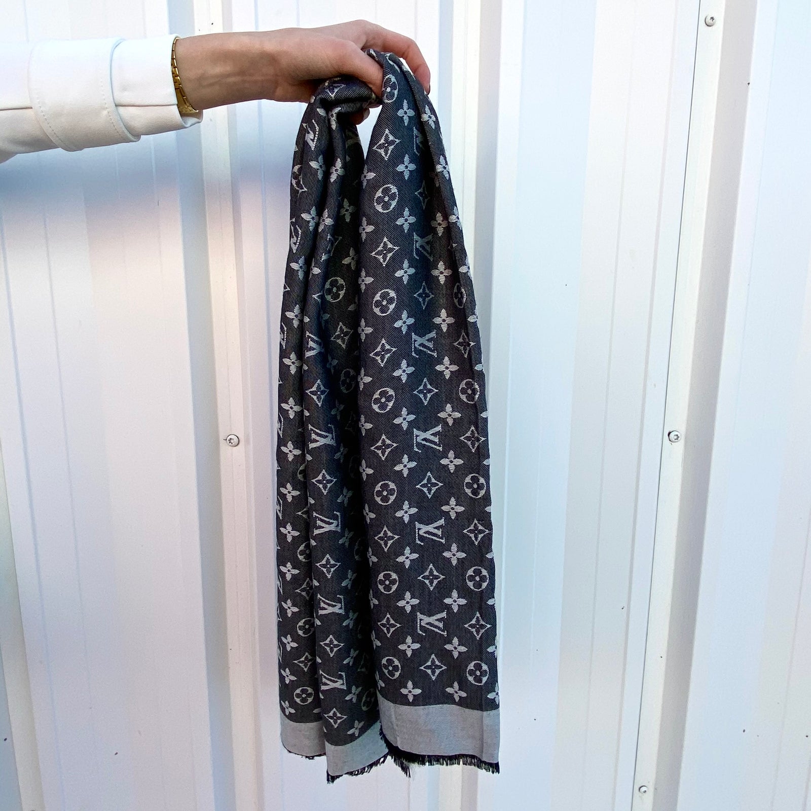 Large Silk Wool Monogram Shawl