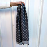 Large Silk Wool Monogram Shawl