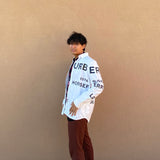 Unisex Horseferry Print Cotton Oversized Shirt