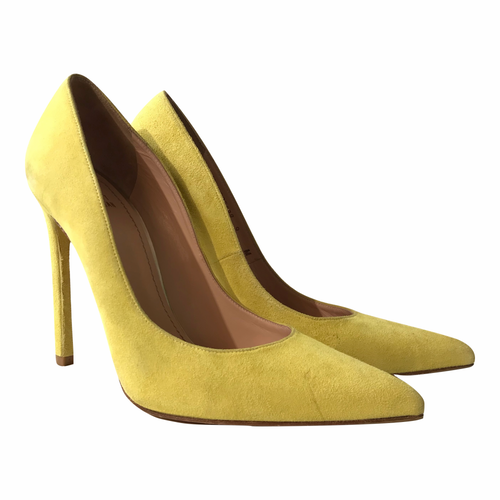 Suede Neon Yellow Heels 9