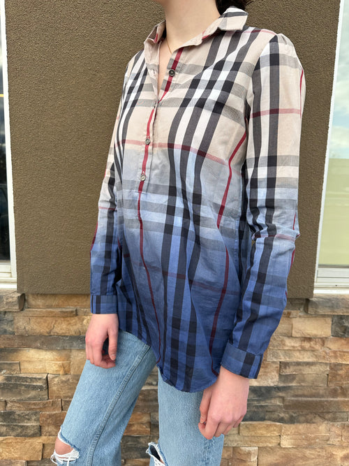 Gradient Plaid Button Up