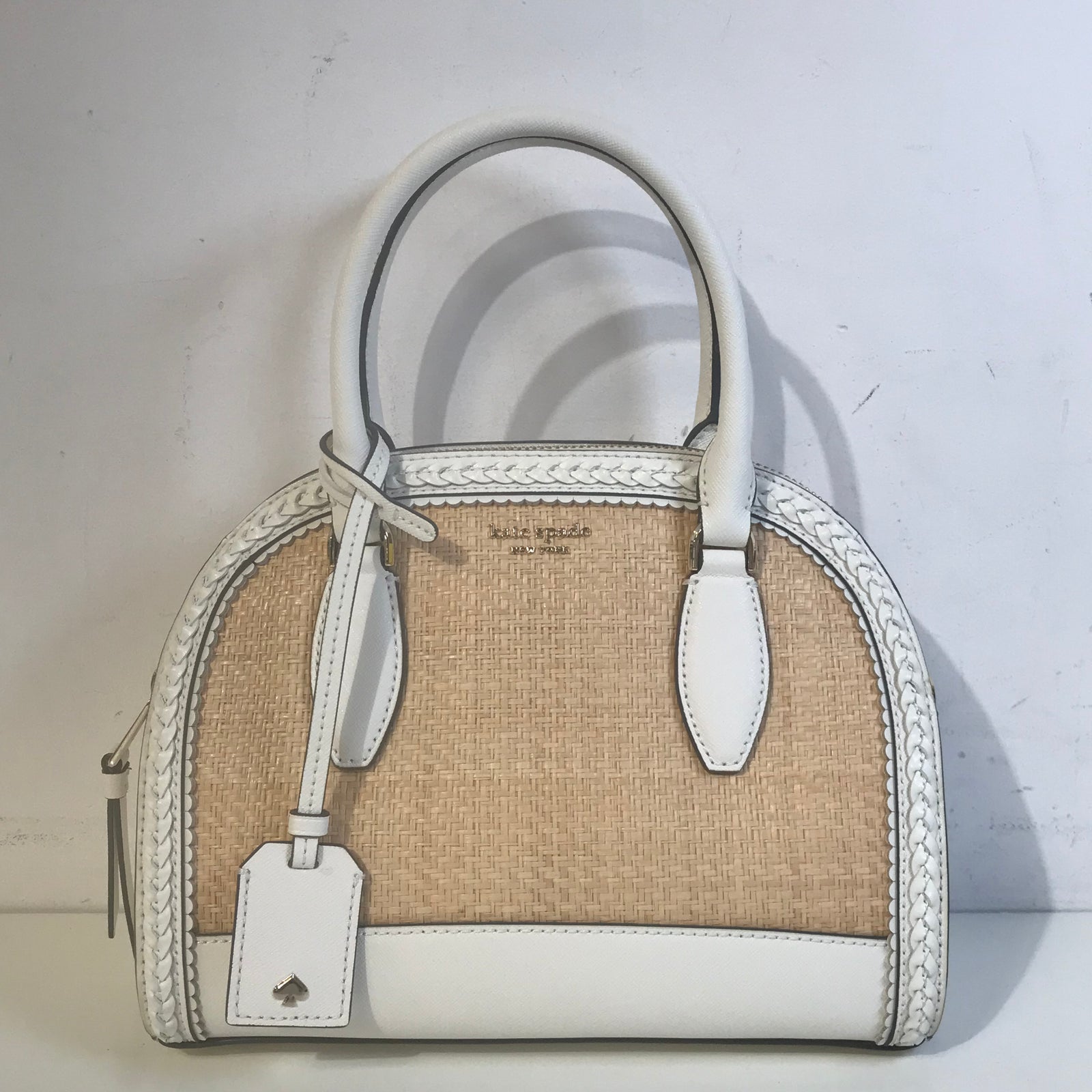 White Twill Top Handle Bag