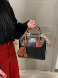 Calfskin Check Cube Bowling Bag
